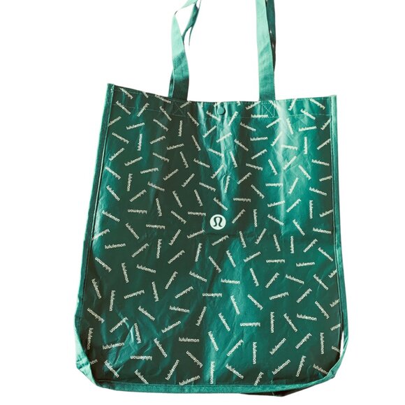 lululemon Green and White Reusable Shopping Bag/Tote  Large - Picture 2 of 9